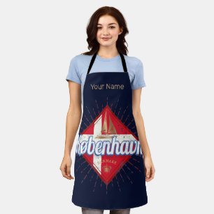 Copenhagen Capital Denmark Retro Sailing Ship Apron