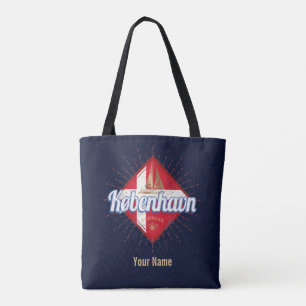 Copenhagen Capital Denmark Retro Sailing Ship Tote Bag