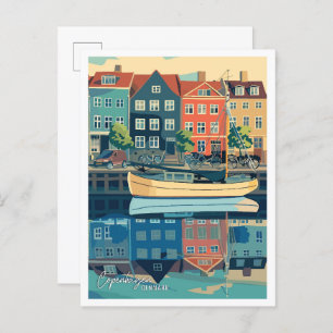 Copenhagen City Denmark Vintage Travel Postcard