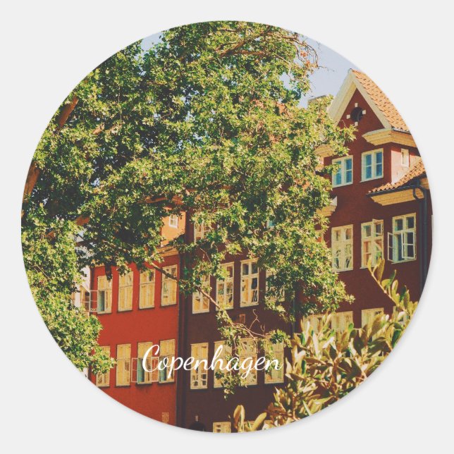 Copenhagen cityscape - Denmark Classic Round Sticker (Front)