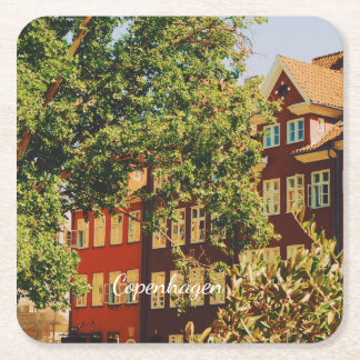 Copenhagen cityscape - Denmark Square Paper Coaster