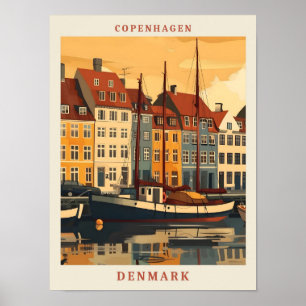 Copenhagen Denmark Art Elegant Vintage Travel Poster