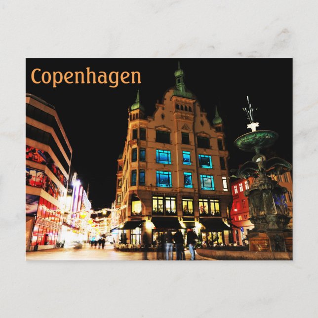 Copenhagen, Denmark at night Postcard (Front)