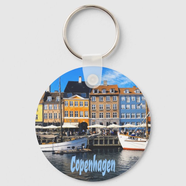 Copenhagen Denmark Capital Canal Homes Nyhavn Key Ring (Front)