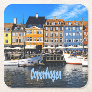 Copenhagen Denmark Capital Canal Homes Nyhavn Square Paper Coaster