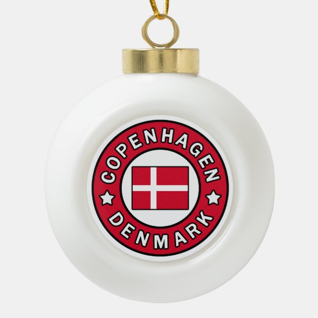 Copenhagen Denmark Ceramic Ball Christmas Ornament (Front)