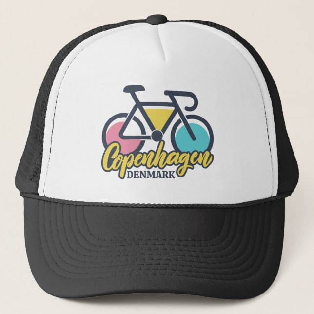 Copenhagen Denmark Cycling Trucker Hat (Front)