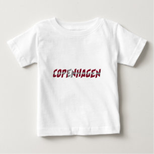 Copenhagen Denmark Danish Flag Colours Typography Baby T-Shirt