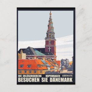 Copenhagen, Denmark. Houses in downtown and church Postcard