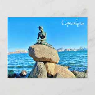 Copenhagen Denmark Little Mermaid Statue Travel Postcard