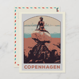 Copenhagen Denmark, The Little Mermaid statue Post Postcard