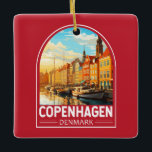 Copenhagen Denmark Travel Art Vintage Ceramic Ornament<br><div class="desc">Copenhagen retro vector travel design. Copenhagen,  Denmark’s capital,  sits on the coastal islands of Zealand and Amager. It’s linked to Malmo in southern Sweden by the Öresund Bridge.</div>