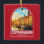 Copenhagen Denmark Travel Art Vintage Ceramic Ornament<br><div class="desc">Copenhagen retro vector travel design. Copenhagen,  Denmark’s capital,  sits on the coastal islands of Zealand and Amager. It’s linked to Malmo in southern Sweden by the Öresund Bridge.</div>