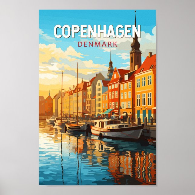 Copenhagen Denmark Travel Art Vintage Poster (Front)