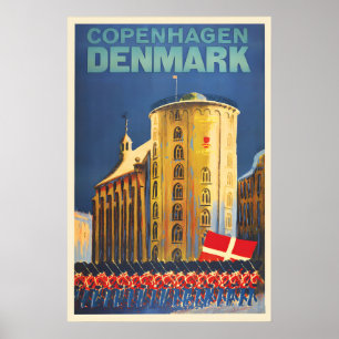 Copenhagen Denmark Travel Poster Vintage Wall Art