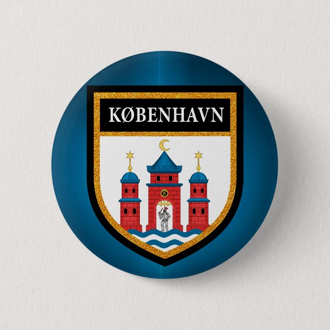 Copenhagen Flag 6 Cm Round Badge (Front)