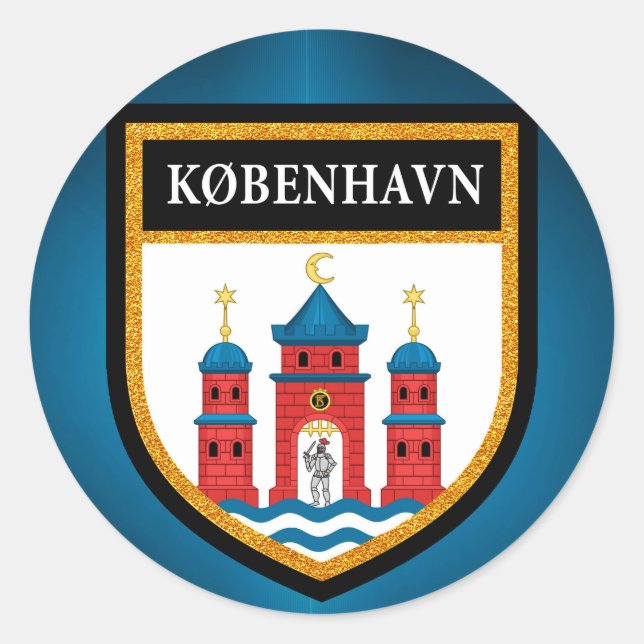 Copenhagen Flag Classic Round Sticker (Front)