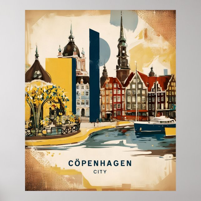 Copenhagen Harbour View Poster (Front)