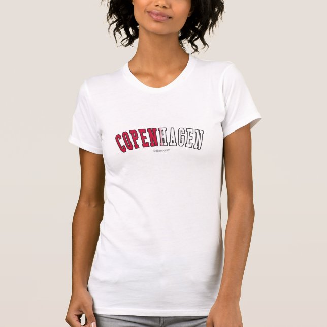 Copenhagen in Denmark national flag colours T-Shirt (Front)