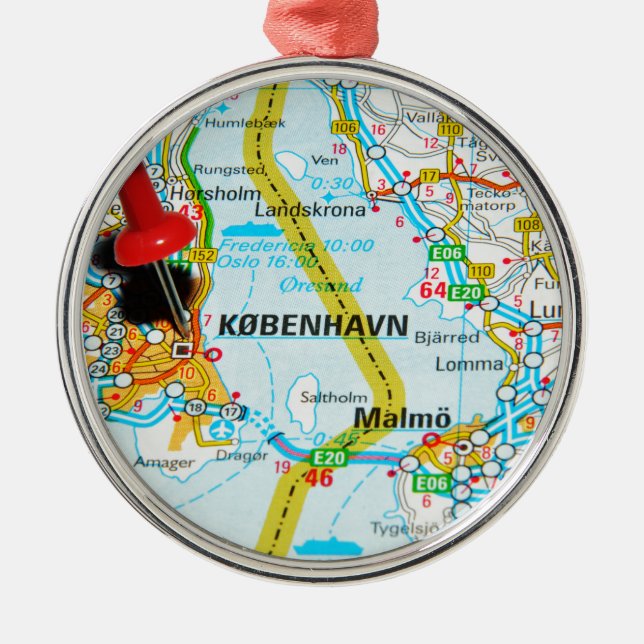 Copenhagen, København in Denmark Metal Tree Decoration (Front)