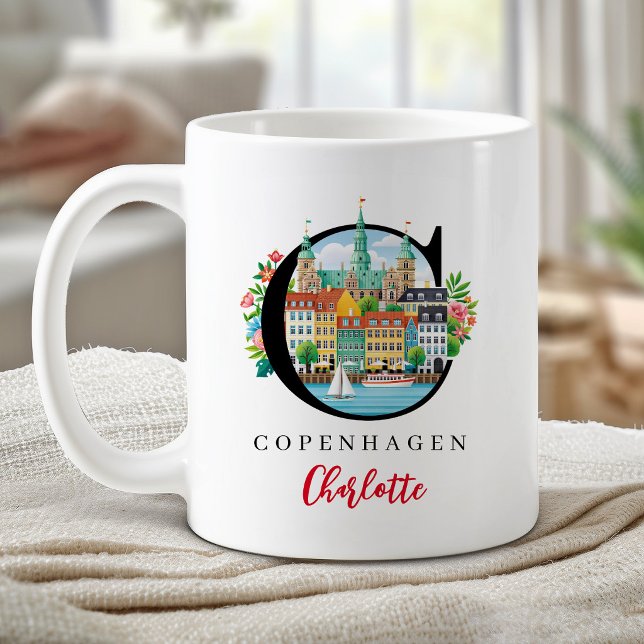 Copenhagen Monogram Letter C Personalised Gift Coffee Mug (Copenhagen Monogram Letter C Personalized Gift Coffee Mug)