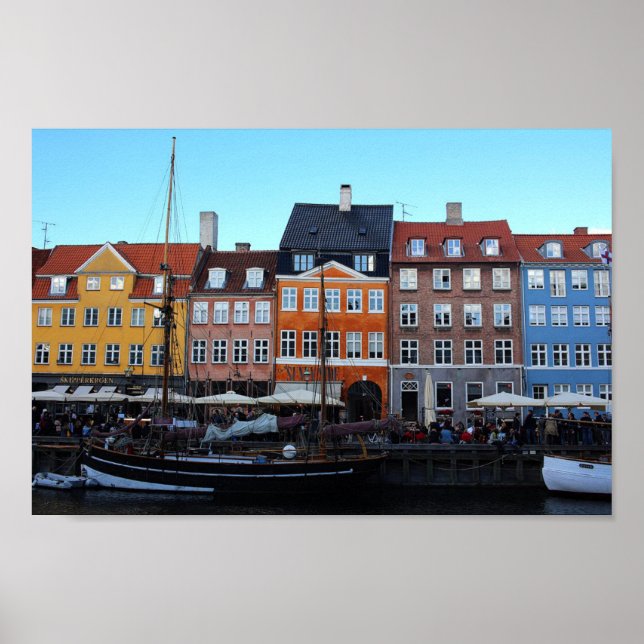 Copenhagen Nyhavn Colorful Canal Boats House Photo Poster (Front)