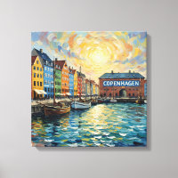 Copenhagen Nyhavn Harbor Glow Canvas Art