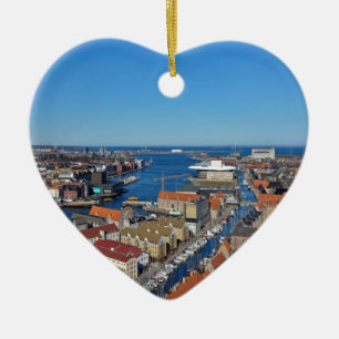 Copenhagen Port top of Vor Frelsers Kirke Ceramic Tree Decoration