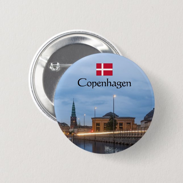 Copenhagen Souvenir 6 Cm Round Badge (Front & Back)