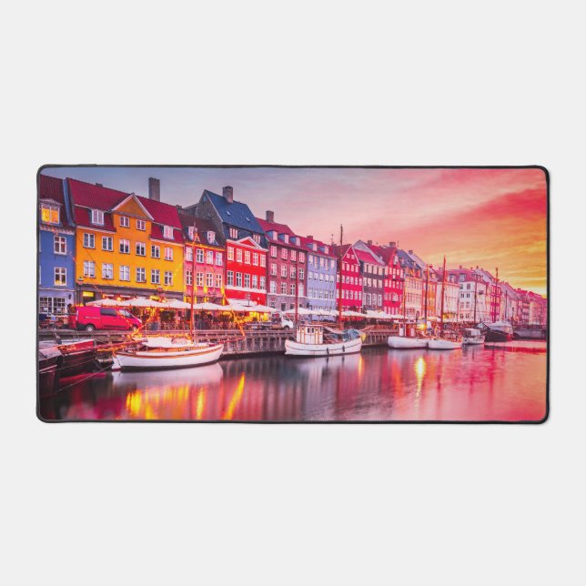  Copenhagen sunrise Nyhavn, Denmark Desk Mat (Front)