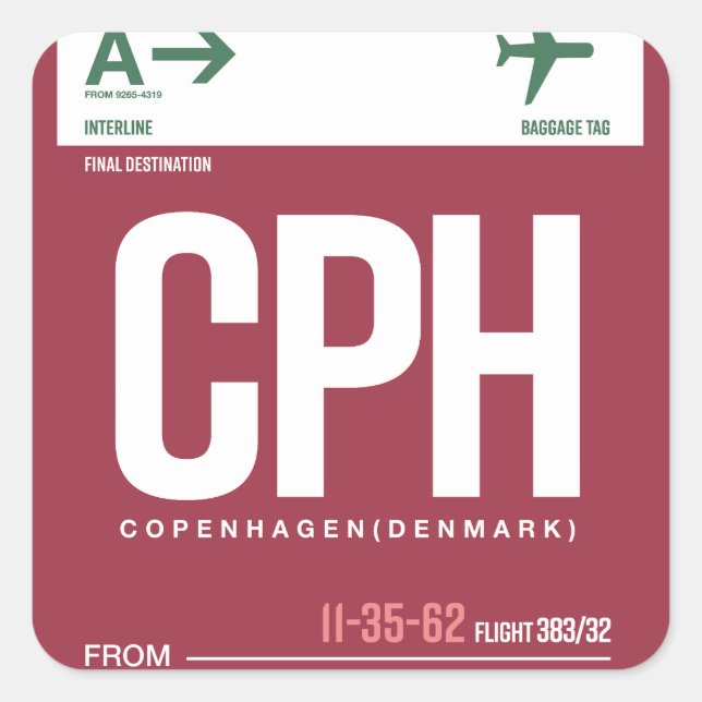 Copenhagen - Travel Tag Square Stickers (Front)