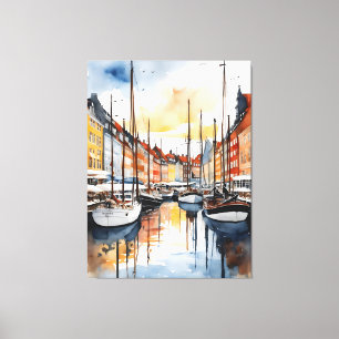 Copenhagen watercolor canvas print