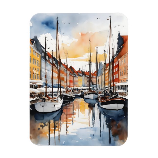 Copenhagen watercolor magnet (Vertical)