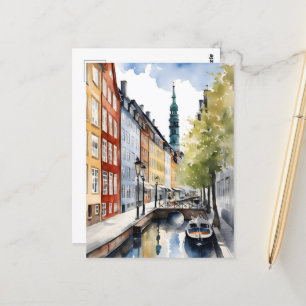 Copenhagen watercolor postcard