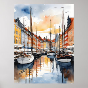 Copenhagen watercolor poster