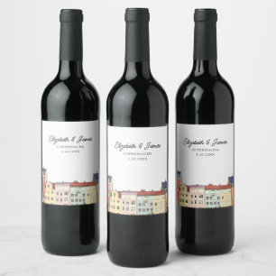 Copenhagen Wedding Favour Personalised Wine Label