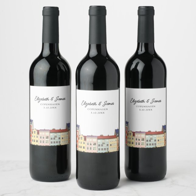 Copenhagen Wedding Favour Personalised Wine Label (Bottles)