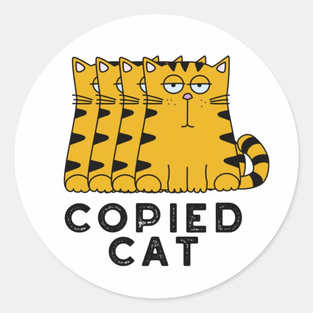 Copied Cat Funny Animal Pun  Classic Round Sticker (Front)