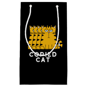 Copied Cat Funny Animal Pun Dark BG Small Gift Bag