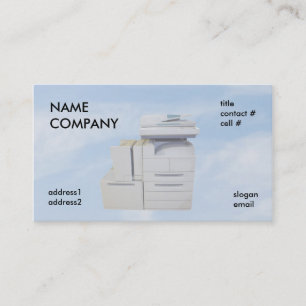 copier on blue clouds business card