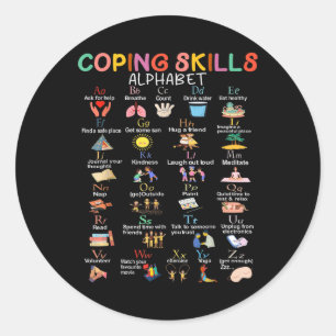 Coping Skills Alphabet Mental Health Awareness _1  Classic Round Sticker