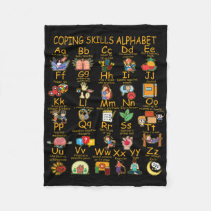 Coping Skills Alphabet Mental Health Awareness Cou Fleece Blanket