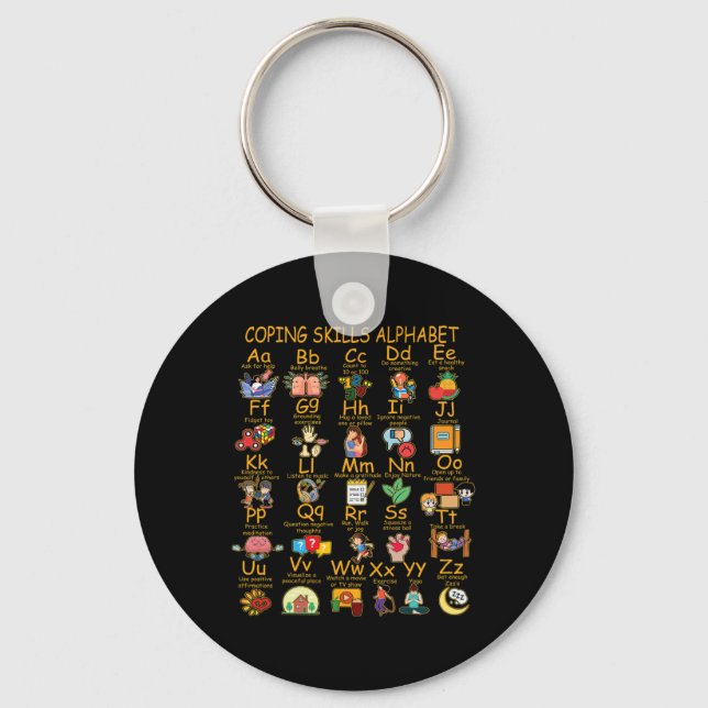 Coping Skills Alphabet Mental Health Awareness Cou Key Ring (Front)