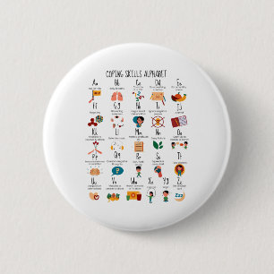 Coping Skills Alphabet School Counsellor Mental He 6 Cm Round Badge