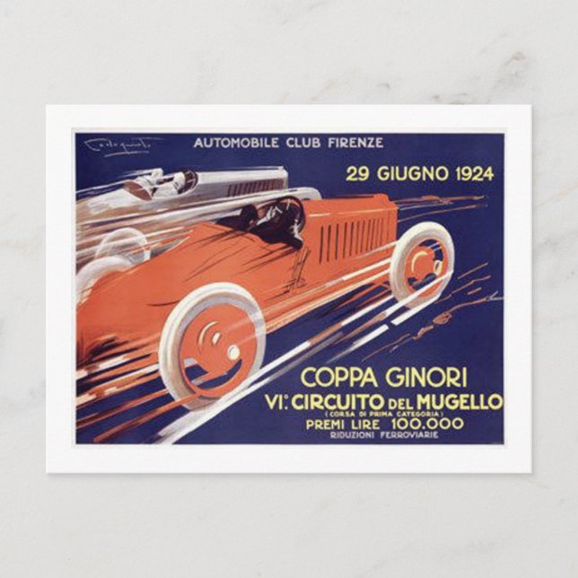 Coppa Ginori Auto Club Firenze Postcard (Front)