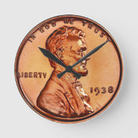 Copper 1938 Abraham Lincoln penny, one cent Round