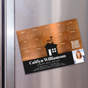 Copper 2027 Calendar Realtor Photo QR Code Magnet