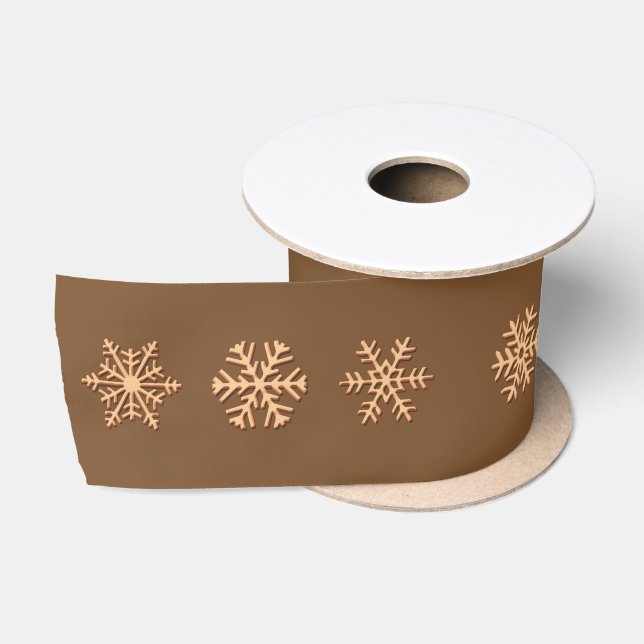 Copper 3-d snowflakes, Customisable Background Satin Ribbon (Spool)