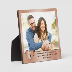Copper 7th Wedding Anniversary Couple Photo Square Plaque