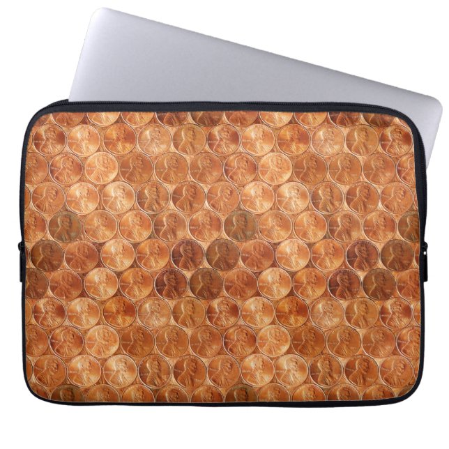 Copper Abraham Lincoln penny, one cent copper 13" Laptop Sleeve (Front)